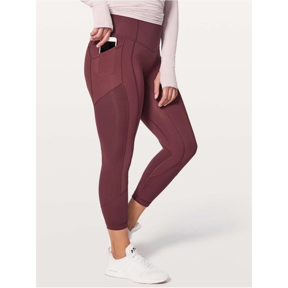 Lululemon All The Right Places Leggings Burgundy High Rise Size 8